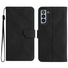 STITCHING Knižkové puzdro pre Samsung Galaxy S22 5G - čierne