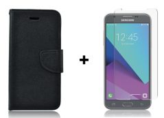 SKLO + PÚZDRO 2v1 pre SAMSUNG GALAXY J3 (2017) Knižkové Fancy čierne