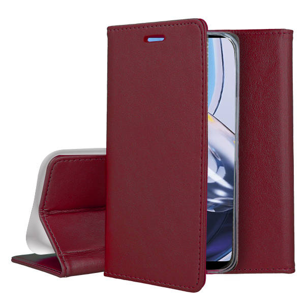 9D SKLO + PUZDRO 2v1 pre Motorola Moto G14 - Knižkové SMART MAGNETIC bordové