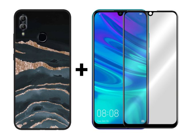 9D SKLO + PUZDRO 2v1 na HUAWEI P Smart 2019 / Honor 10 Lite - Pattern 010