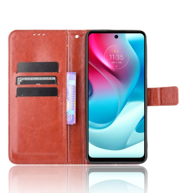 9D SKLO + PÚZDRO 2v1 pre Motorola Moto G60s - Knížkove puzdro Solid hnedé