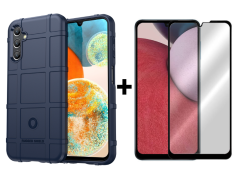 SKLO + PUZDRO 2v1 pre Samsung Galaxy A14 4G / A14 5G - COVERAGE modré