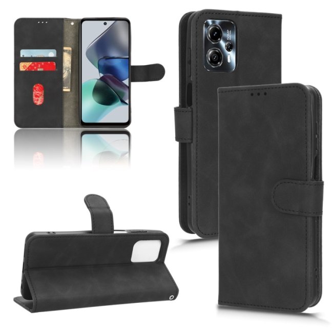 9D SKLO + PUZDRO 2v1 pre Motorola Moto G23 / G13 - Knižkové puzdro SOLID čierne