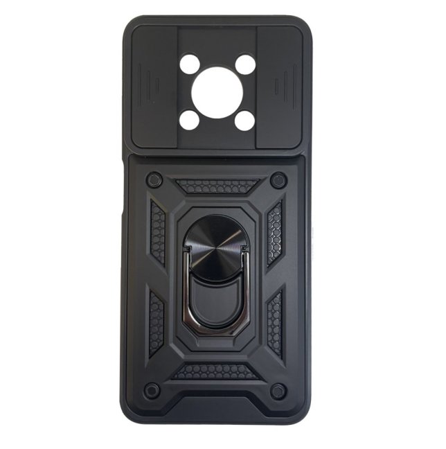 9D SKLO + PUZDRO 2v1 pre Huawei Nova Y90 - Tvrdené Armor Ring SLIDE čierne