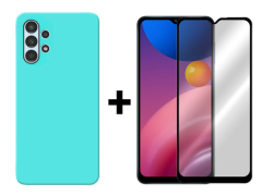 SKLO + KRYT 2v1 pre Samsung Galaxy A13 4G - Silikónový Zadný kryt MATT mentolový