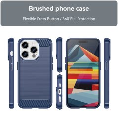CARBON Zadný obal pre Apple iPhone 15 Pro - modrý
