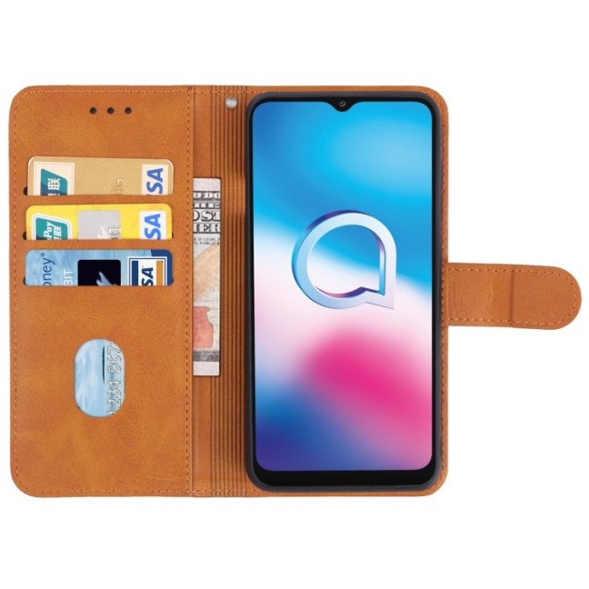9D SKLO + PÚZDRO 2v1 pre Alcatel 3X 2020 - Knížkove Solid hnedé