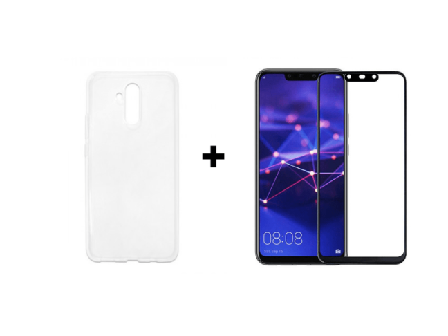 9D SKLO + PÚZDRO 2v1 pre HUAWEI Mate 20 Lite priesvitné