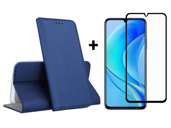 9D SKLO + PUZDRO 2v1 pre Huawei Nova Y70 - Knižkové Magnet modré