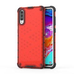 Tvrdený kryt pre Samsung Galaxy A70 - HONEYCOMB červený