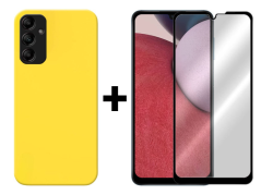 SKLO + KRYT 2v1 pre Samsung Galaxy A14 4G / A14 5G - Silikónový Zadný kryt MATT žltý