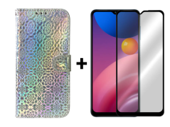 SKLO + PUZDRO 2v1 pre Samsung Galaxy A13 4G - Knižkové COLORFUL silver