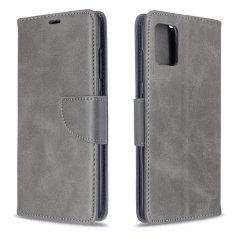 LAMBSKIN Knižkové puzdro pre Samsung Galaxy A51 - sivé