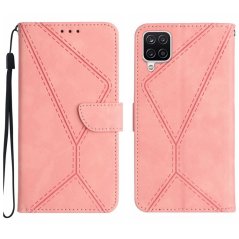 STITCHING Knižkové puzdro pre Samsung Galaxy A12 - ružové