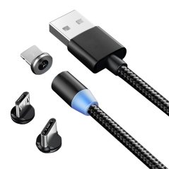 Magnetický nabíjací kábel 3v1 micro type-c usb lightning 1m
