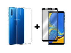 9D SKLO + PÚZDRO 2v1 pre SAMSUNG GALAXY A7 2018 priesvitné