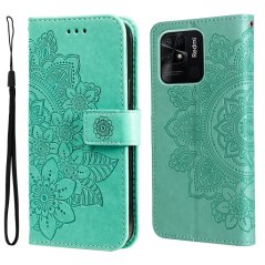 FLOWER Knižkové puzdro pre Xiaomi Redmi 10C - zelené
