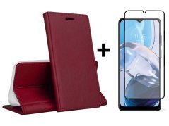 9D SKLO + PUZDRO 2v1 pre Motorola Moto E22 / E22i - Knižkové Magnet bordové