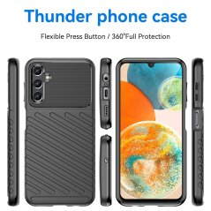 SKLO + PUZDRO 2v1 pre Samsung Galaxy A14 4G / A14 5G - Tvrdené THUNDER čierne