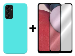 SKLO + KRYT 2v1 pre Samsung Galaxy A14 4G / A14 5G - Silikónový Zadný kryt MATT mentolový