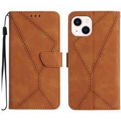 STITCHING Knižkové puzdro pre Apple iPhone 13 - hnedé