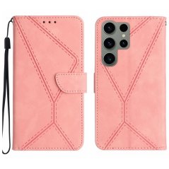STITCHING Knižkové puzdro pre Samsung Galaxy S23 Ultra 5G - ružové
