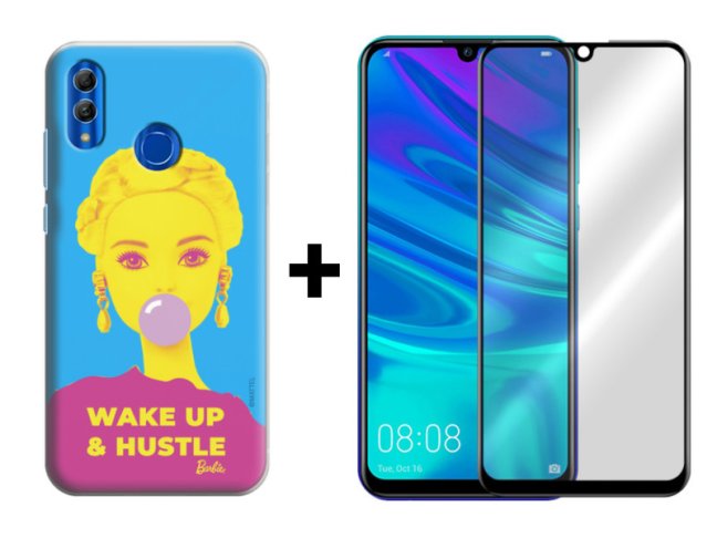 9D SKLO + PUZDRO 2v1 na HUAWEI P Smart 2019 / Honor 10 Lite - BARBIE 032